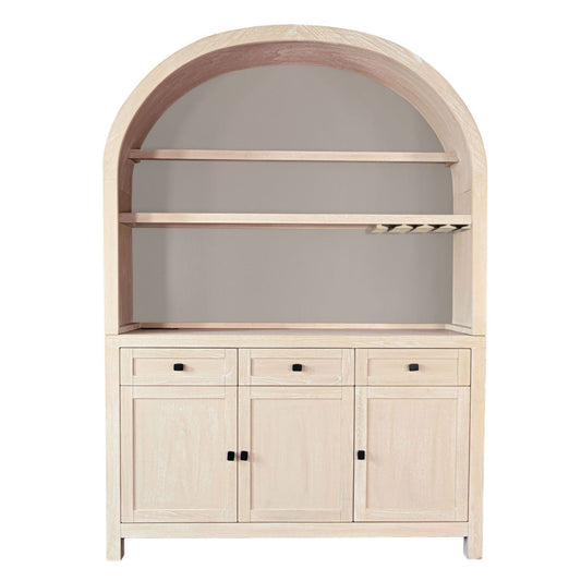 Liz Arched Wood Bar Hutch with Glass Storage