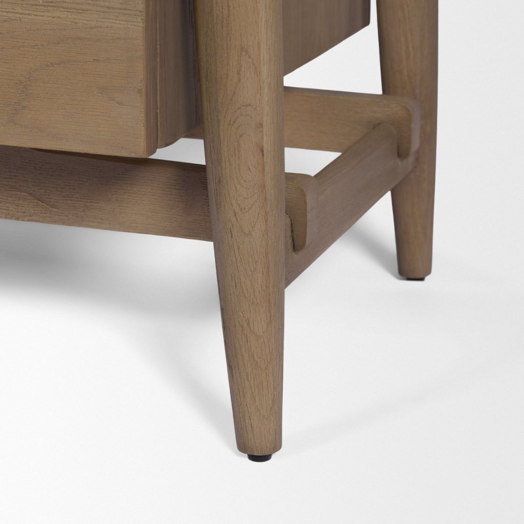 Hollis 35"W Gray-Brown Wood 3-Drawer Closed Nightstand -- Brown