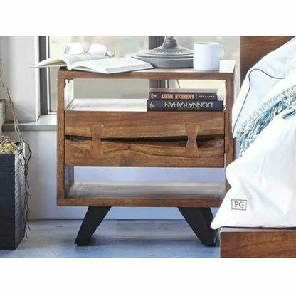 21.5 Inch Nightstand Brown Industrial Nightstands LOOMLAN By Moe's Home