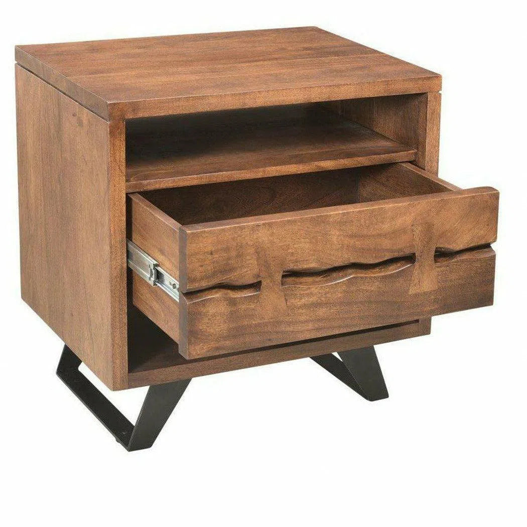 21.5 Inch Nightstand Brown Industrial Nightstands LOOMLAN By Moe's Home