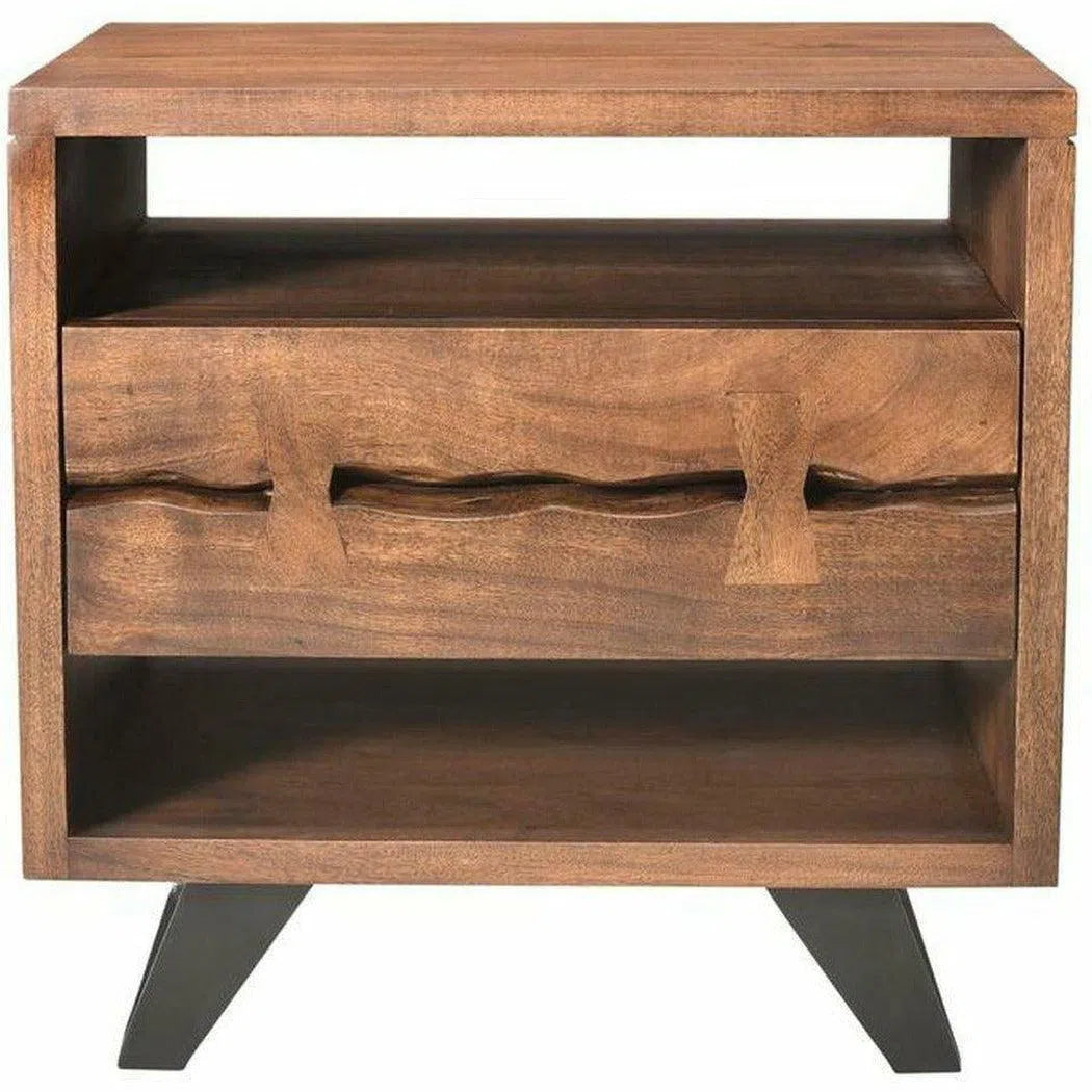 21.5 Inch Nightstand Brown Industrial Nightstands LOOMLAN By Moe's Home