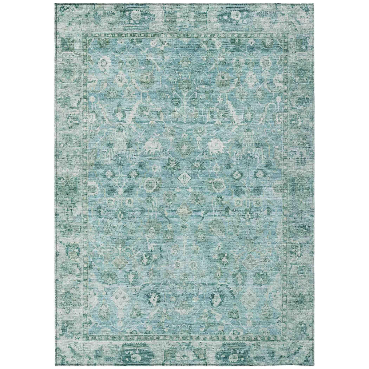 Laeel Blue Washable Indoor-Outdoor Rug