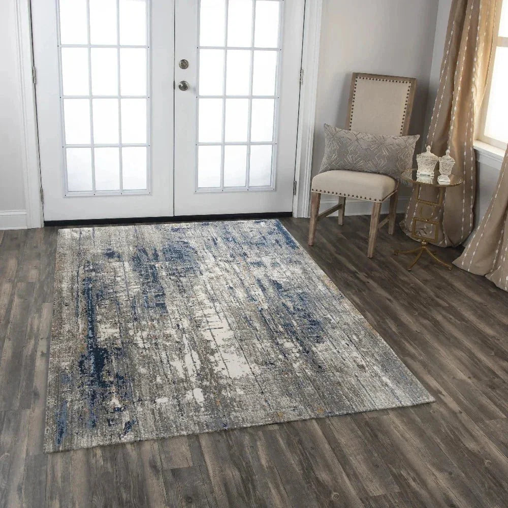 Alta Abstract Blue Large Area Rugs For Living Room -- blue
