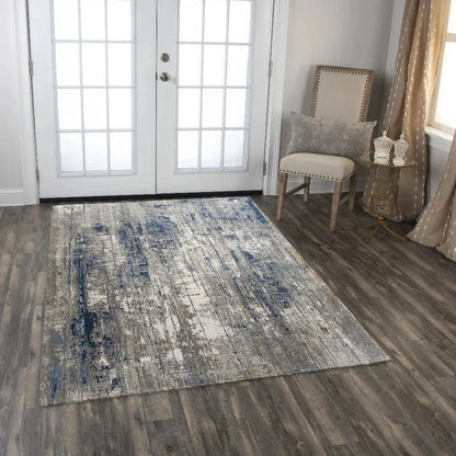 Alta Abstract Blue Large Area Rugs For Living Room -- blue