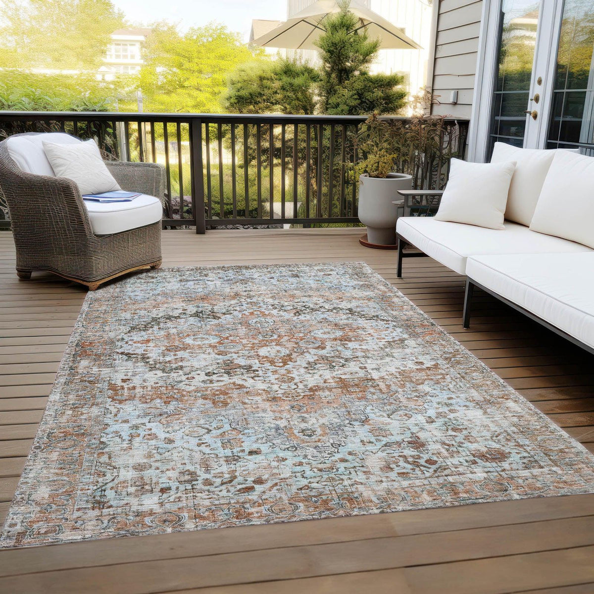Jaelien Orange Washable Indoor-Outdoor Rug