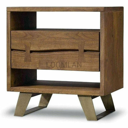 22" Live Edge 1 Drawer Nightstand Modern Alaska Nightstands LOOMLAN By LOOMLAN