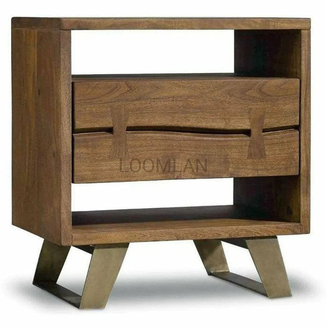 22" Live Edge 1 Drawer Nightstand Modern Alaska Nightstands LOOMLAN By LOOMLAN