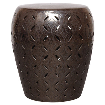 22 in. Lattice Outdoor Decorative Garden Stool-Outdoor Stools-Emissary-Gunmetal-Sideboards and Things