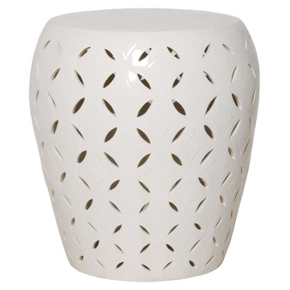 22 in. Lattice Outdoor Decorative Garden Stool-Outdoor Stools-Emissary-White-Sideboards and Things