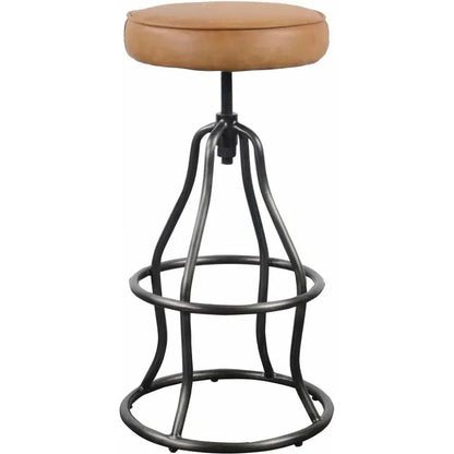 Tan Leather Seat Backless Height Counter Stool -- view 5