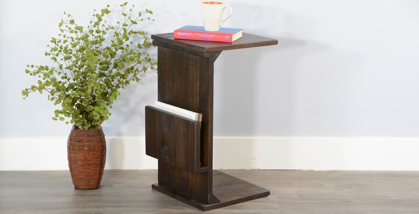 Narrow Wood Manor House Chairside Table