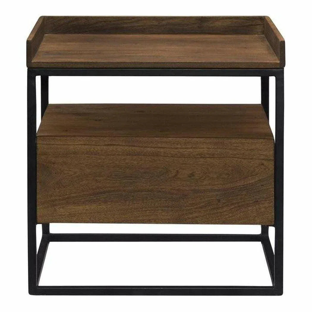 23 Inch Side Table Brown Industrial Side Tables LOOMLAN By Moe's Home