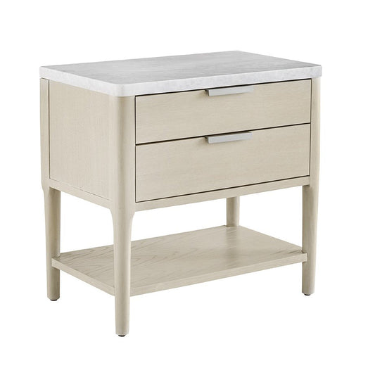 Palmetto Home Pearl Leg Marble Top Nightstand and USB Port