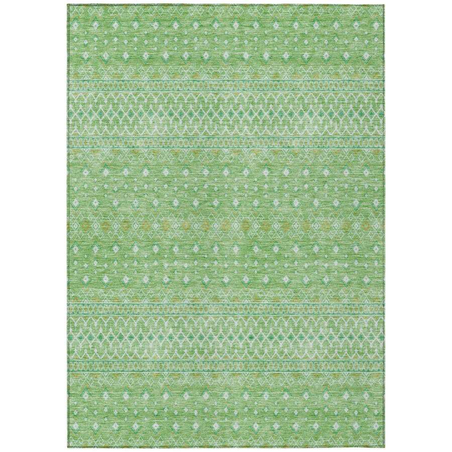 Boho Green Washable Indoor-Outdoor Rug