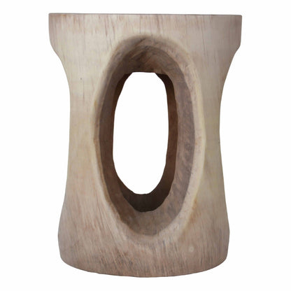 Kaya Suar Natural Wood Stool Munggur Handmade Ottoman -- Natural