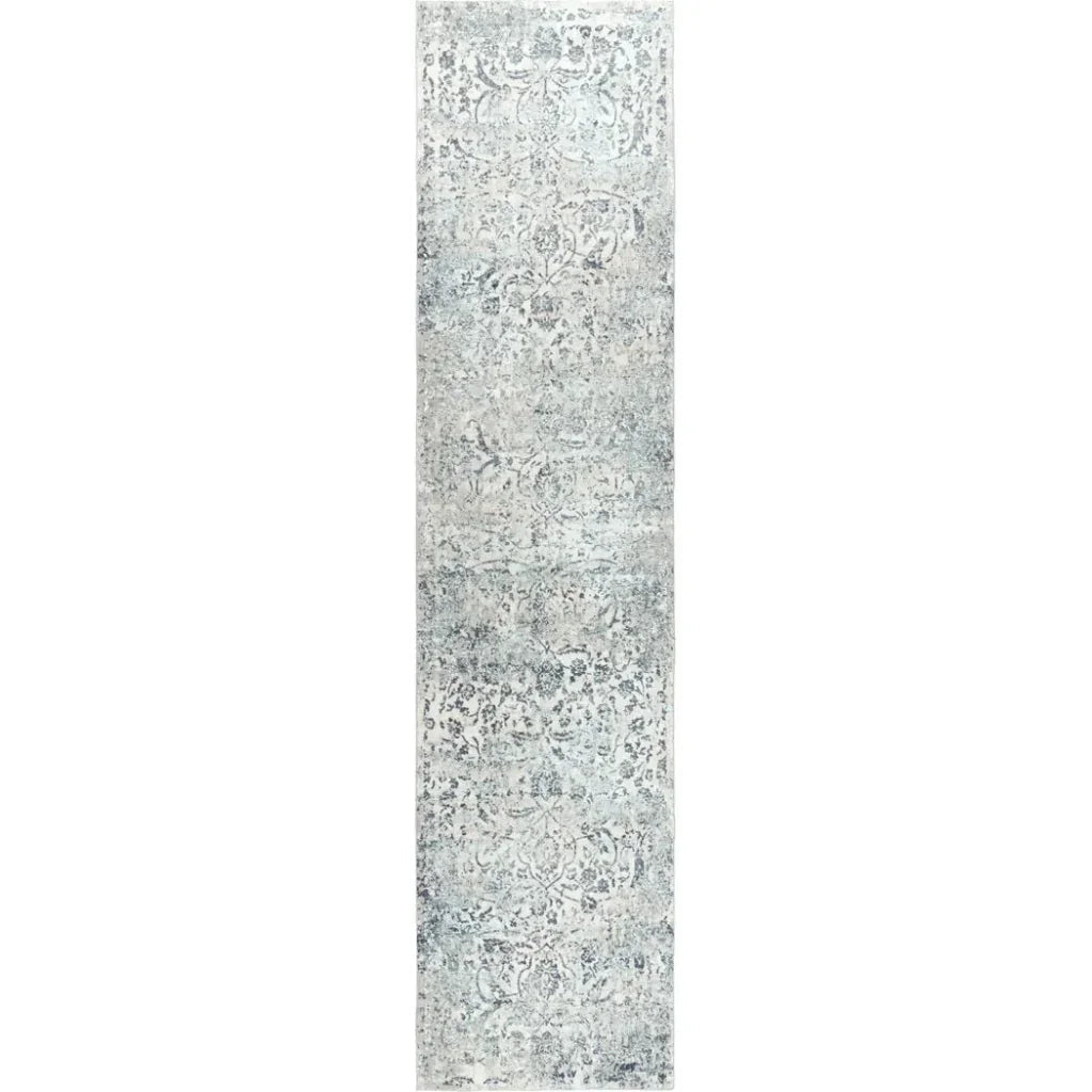 Boxy Scroll Gray Kitchen Hallway Runner Rug - LOOMLAN - LOOMLAN - Area Rugs