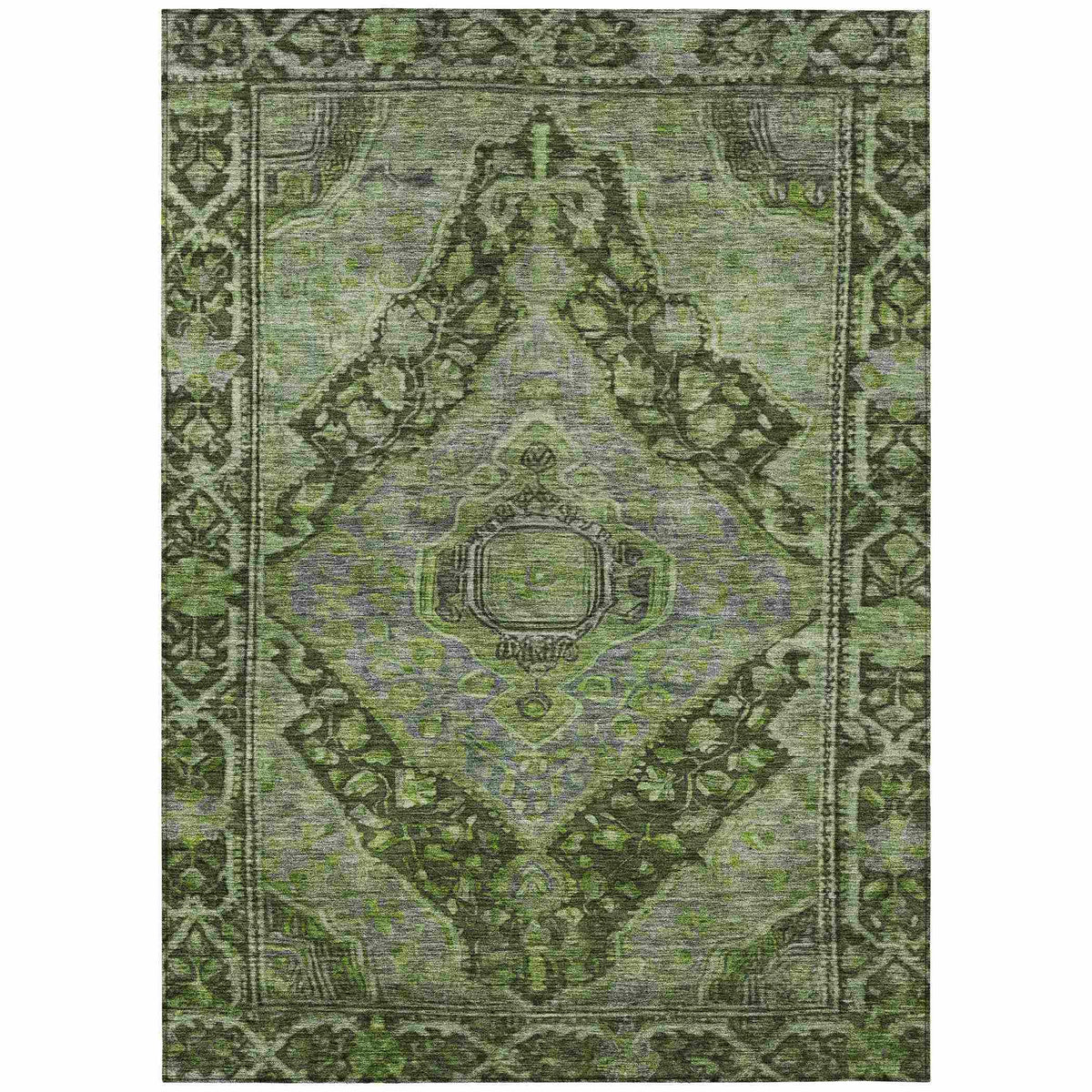 Kaelanor Green Washable Indoor-Outdoor Rug