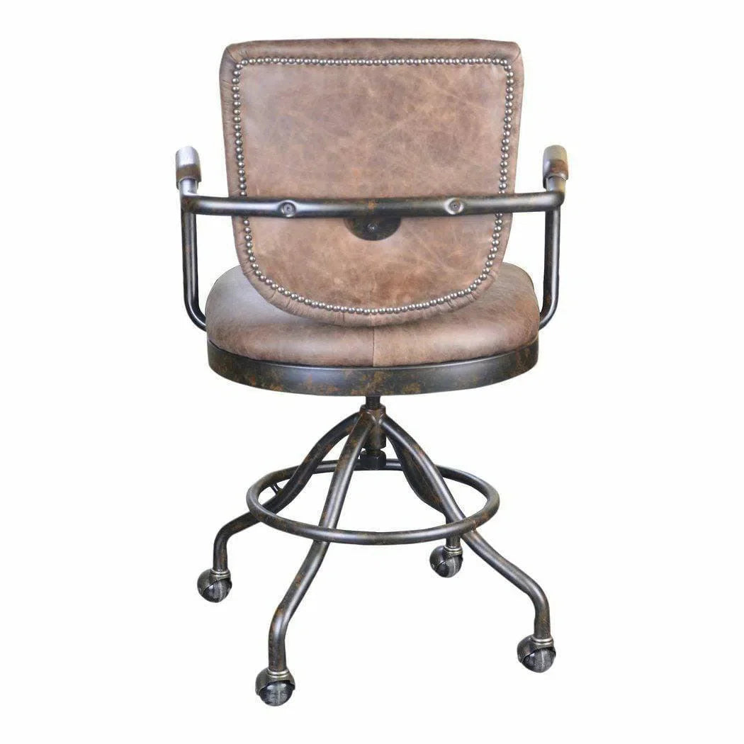 23.5 Inch Swivel Desk Chair Con Pana Brown Industrial Office Chairs LOOMLAN By Moe's Home