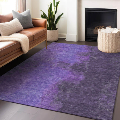 Iriion Purple Washable Indoor-Outdoor Rug -- purple