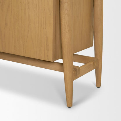 Hollis 84"W Warm Brown Wood 4-Door Closed Sideboard -- Light Brown