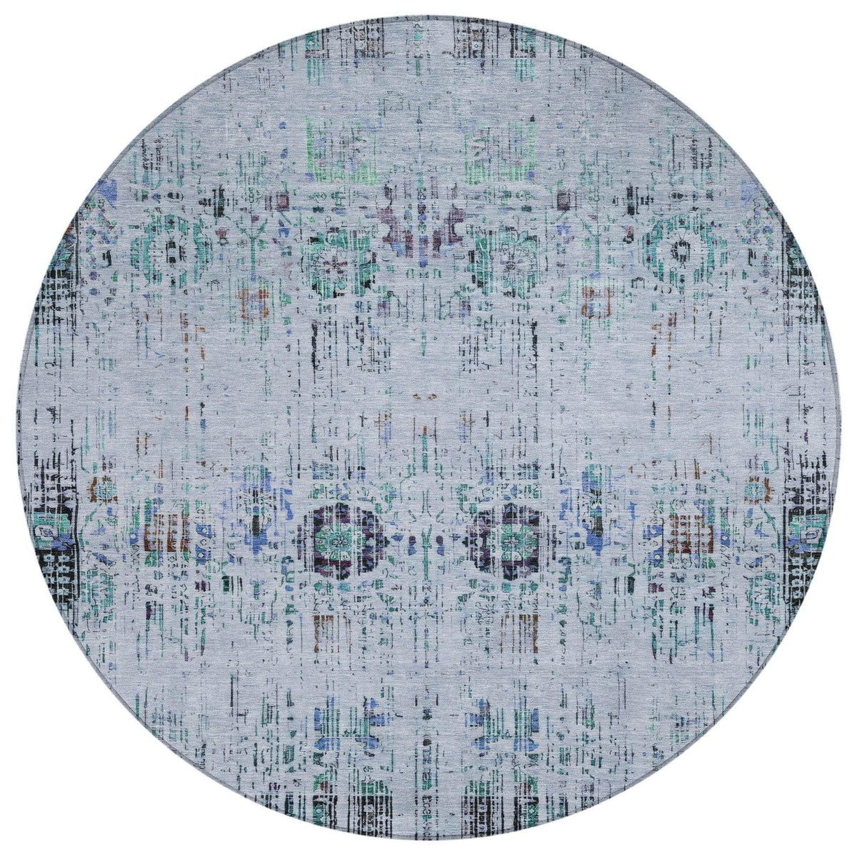 Haelon Blue Washable Indoor-Outdoor Rug