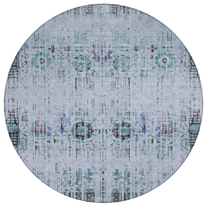 Haelon Blue Washable Indoor-Outdoor Rug