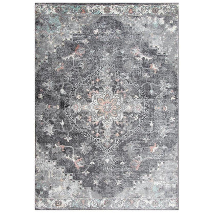 Chur Medallion Gray Kitchen Hallway Runner Rug