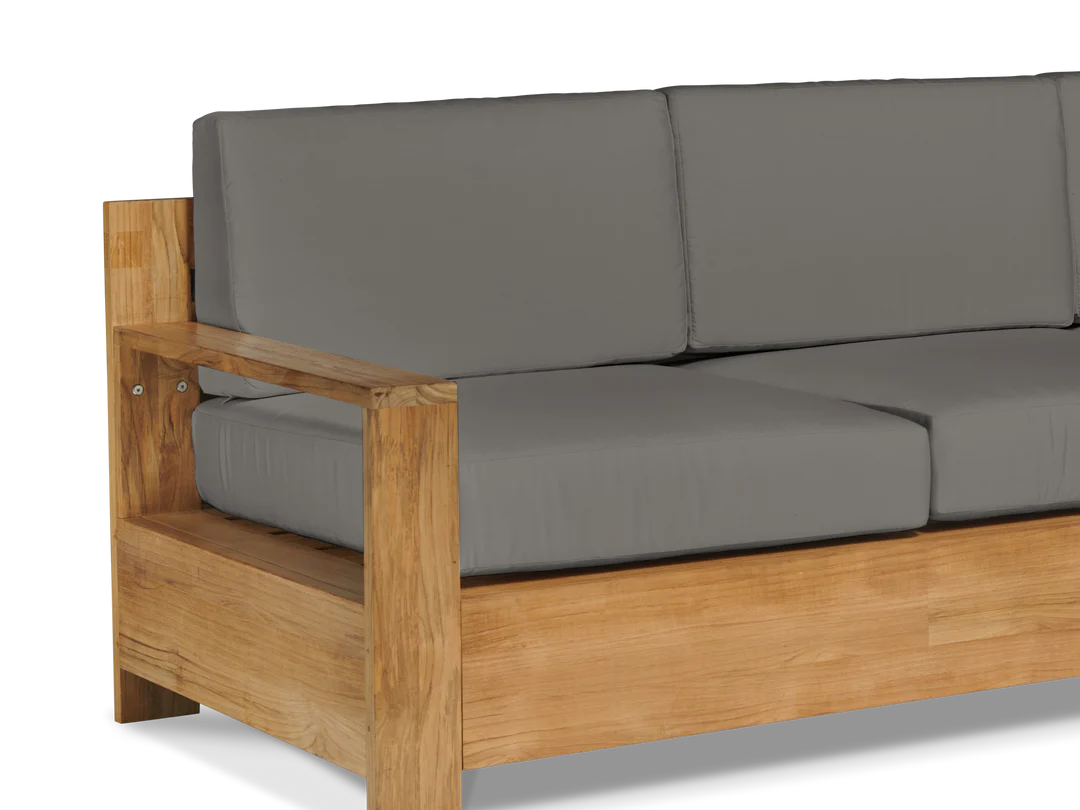 Qube Teak Deep Outdoor Couch with Sunbrella Cushions -- view 9