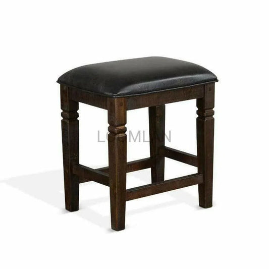 24" Dark Rustic Backless Counter Stool Padded Leather Seat Counter Stools Sideboards and Things By Sunny D