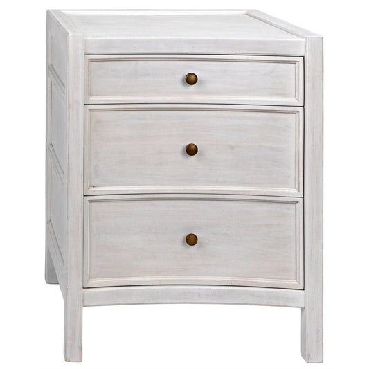 24" Hampton Wood White Night Stand With Drawers-Nightstands-Noir-Sideboards and Things