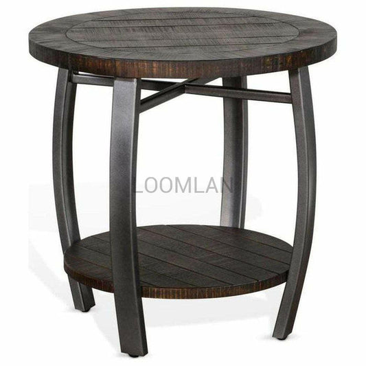 Sunny D Round Dark Brown End Side Table with