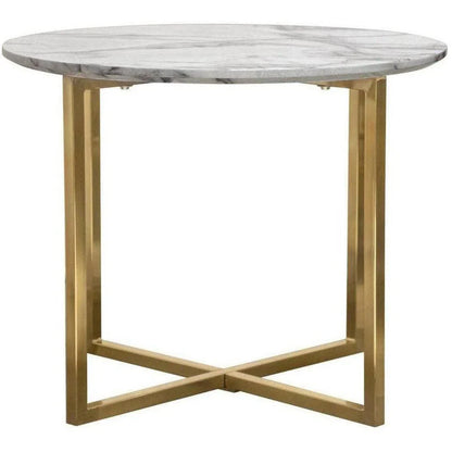 24" Round End Table Faux Marble Top and Gold Metal Frame Side Tables Sideboards and Things  By Diamond Sofa