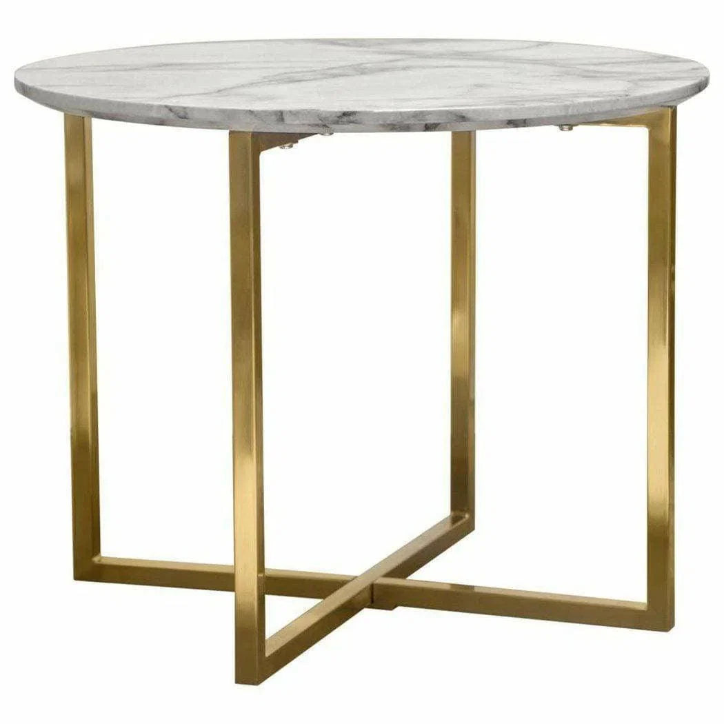 24" Round End Table Faux Marble Top and Gold Metal Frame Side Tables Sideboards and Things  By Diamond Sofa