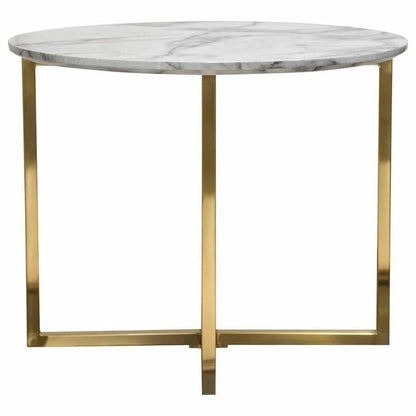 24" Round End Table Faux Marble Top and Gold Metal Frame Side Tables Sideboards and Things  By Diamond Sofa