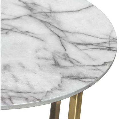 24" Round End Table Faux Marble Top and Gold Metal Frame Side Tables Sideboards and Things  By Diamond Sofa