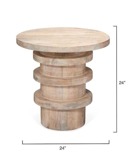 24" Round Hand Carved Wooden Nightstand Side Table Side Tables Sideboards and Things By Jamie Young