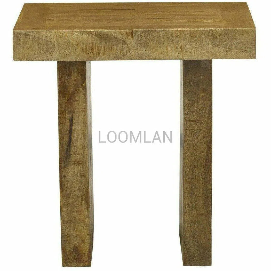 24" Square Rustic Reclaimed Wood Planks End Side Table Side Tables LOOMLAN By LOOMLAN