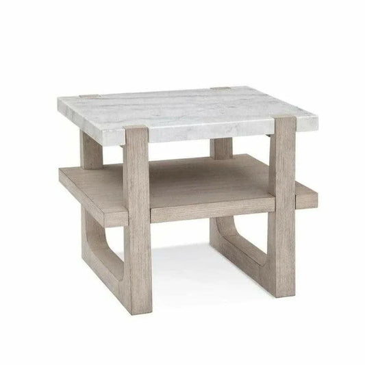 Bassett Mirror 24" White Marble Side Table with