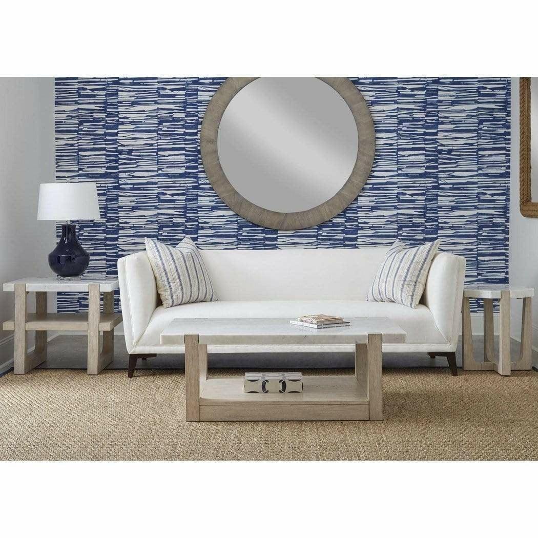 24" White Marble Side Table with Storage Shelf Side Tables Sideboards and Thangs By Bassett Mirror