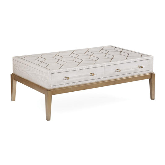 Perrine Wood White Rectangular Cocktail Table - Heirloom Quality Wood