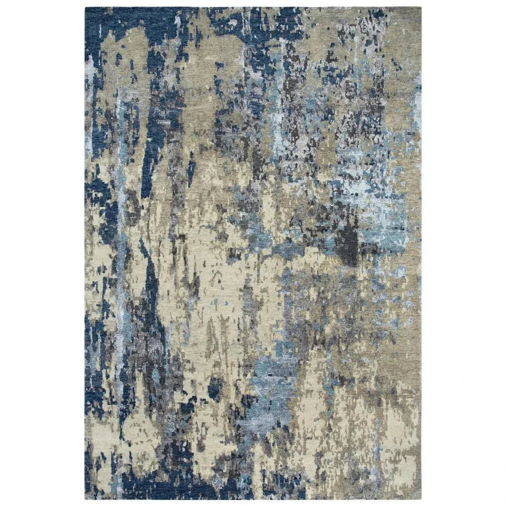 Avid Abstract Dark Blue Large Area Rugs For Living Room