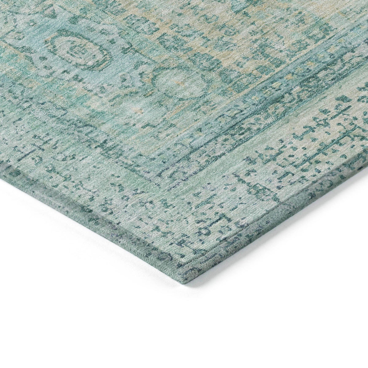 Irias Teal Washable Indoor-Outdoor Rug