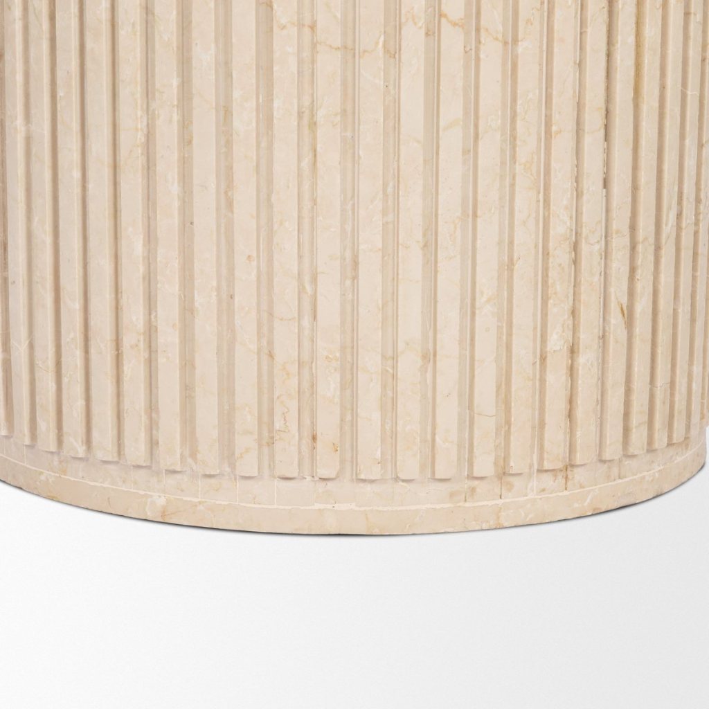 Sorrano 59" Botticino Marble Round Dining Table -- Beige