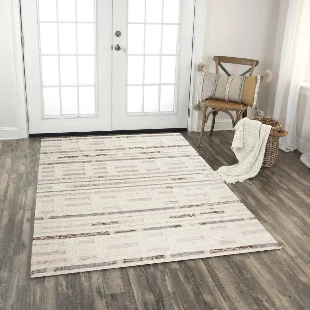 Chef Stripe Silver Area Rugs For Living Room -- silver