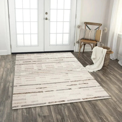 Chef Stripe Silver Area Rugs For Living Room -- silver