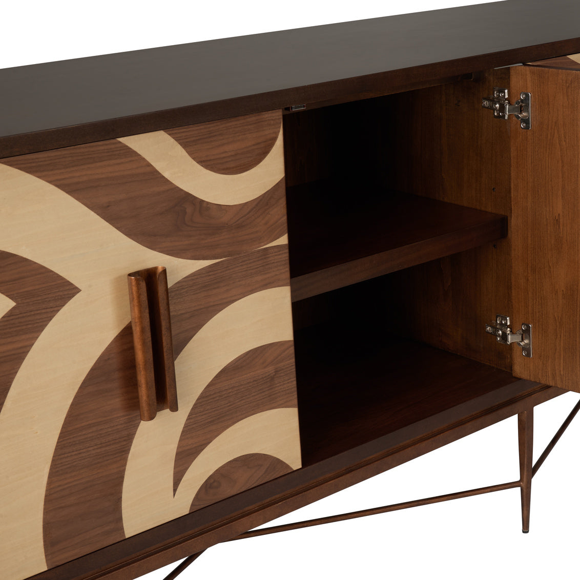 Chelsea House Swirl Pattern Four Doors Wood Credenza