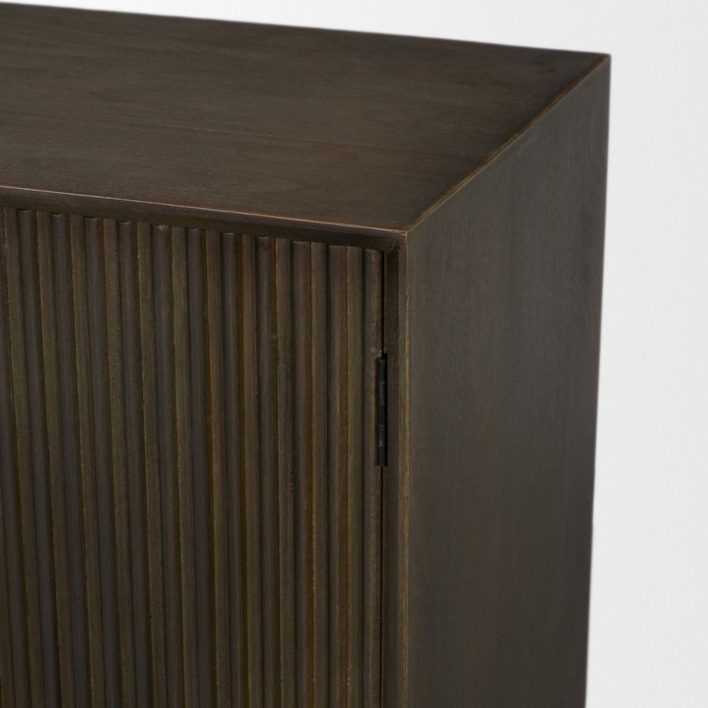 Cinder 36" Distressed Dark Brown Reeded 2-Door Closed Accent -- Dark Brown