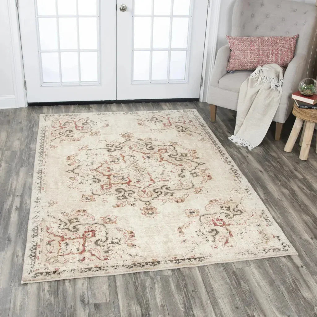 Dido Medallion Beige Large Area Rugs For Living Room -- beige
