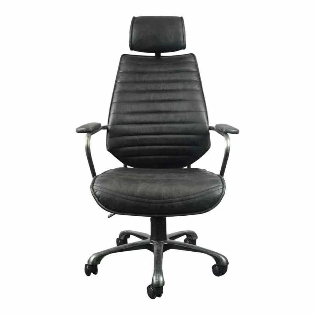 25.5 Inch Swivel Office Chair Onyx Black Industrial Office Chairs LOOMLAN By Moe's Home