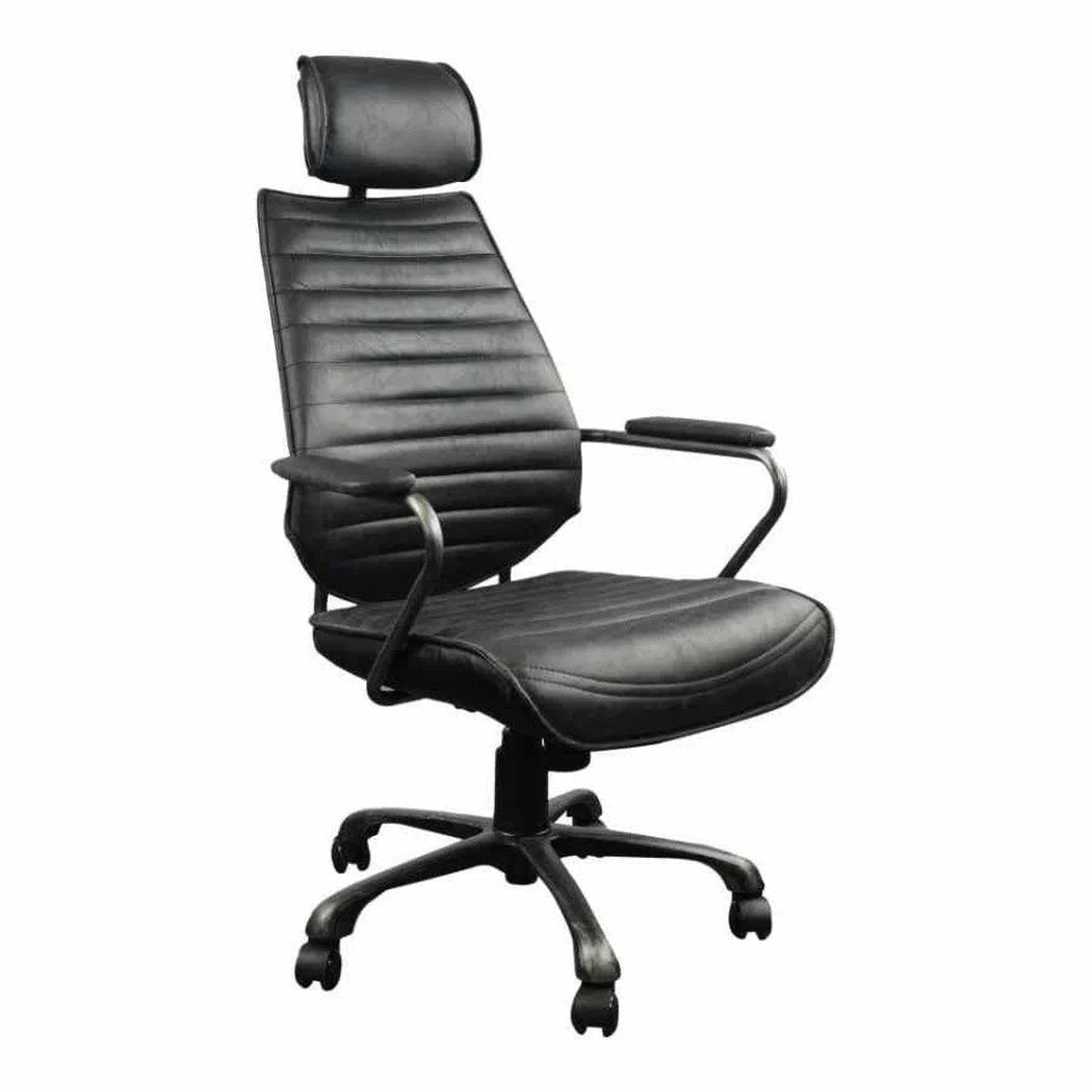 25.5 Inch Swivel Office Chair Onyx Black Industrial Office Chairs LOOMLAN By Moe's Home